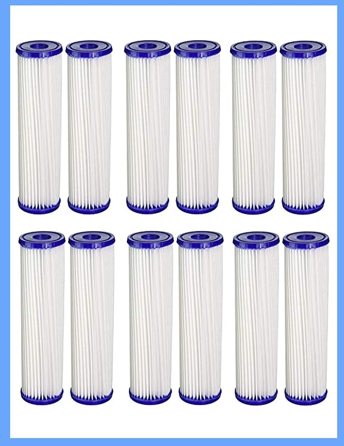 CFS – 10" x 2.5" Pleated Sediment Water Filter Cartridges Compatible with Pentek S1 Models – 20 Micron Replacement Filter – Removes Bad Taste & Odor – Whole House Filter – 12 Pack