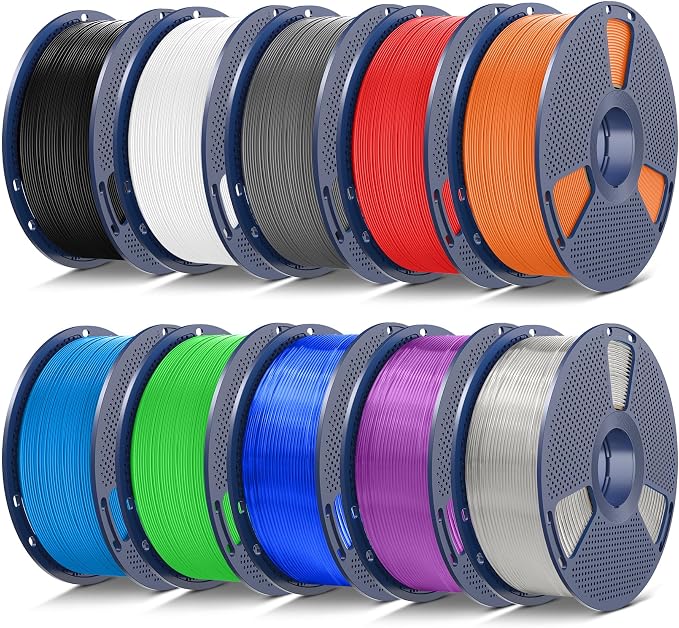 SUNLU TPU 3D Printer Filament 1.75mm,High Speed 95A TPU Filament,Flexible 3D Filament for Fast Printing(10kg Black+White+Grey+Red+Azure+Green+Sunny Orange+Transparent+Transparent Blue/Purple,95a TPU)