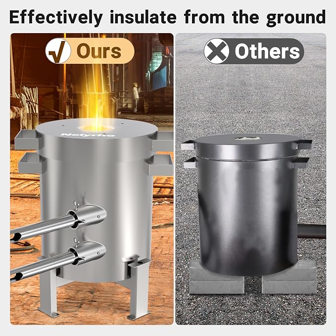 Nelyrho 50kg Propane Melting Furnace Kit - Full Stainless Steel Foundry with Crucible 50kg, Support Stand, and Tongs - Ideal for Melting Recycling Aluminum, Gold, Silver, and Copper Scrap