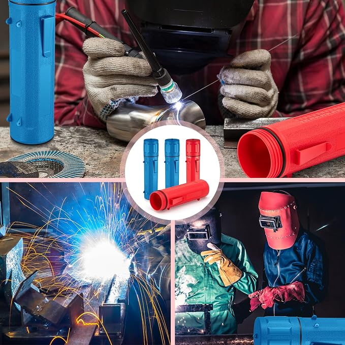 Zonon 4 Pcs Welding Rod Storage Tube 14 Inch Electrode Welding Rod Holder Container Airproof and Waterproof for Canister(Red and Blue)