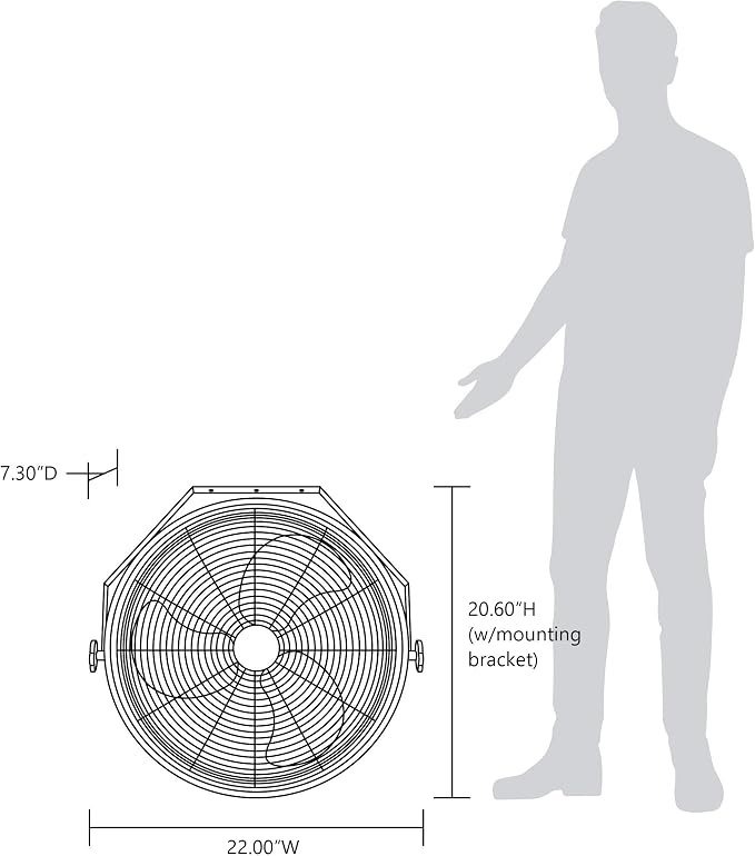 NewAir 20" High Velocity Wall Mount Fan, Heavy Duty Waterproof Outdoor Fan, Adjustable Tilt and 3 Speeds up to 4650 CFM, Pull Chain Switch | Wall Fan or Garage Fan for Indoor, Patio, Gym or Porch