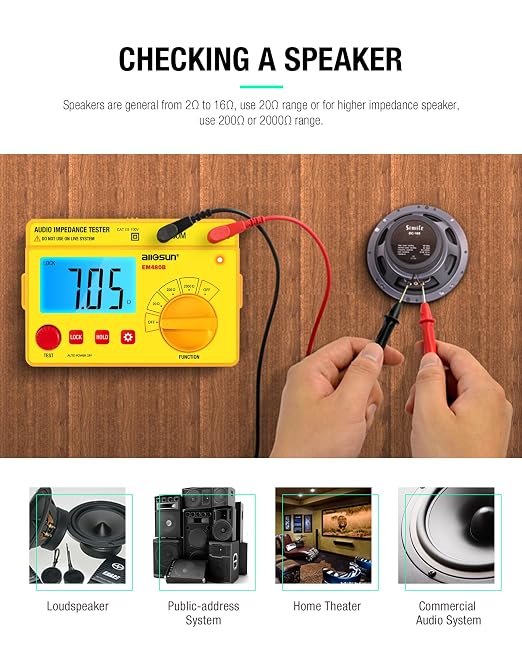 ALLOSUN - EM480B Audio Impedance Tester Digital LCD Insulation Resistance Megohmmeter Meter Tester with Bag
