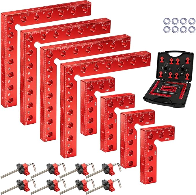 8PCS 4PCS 5.5" & 4PCS 3.14" Corner Clamps for Woodworking Precision CNC aluminum 90° clamps, for cabinets, frames, drawers, furniture. Pro & DIY essential with storage case
