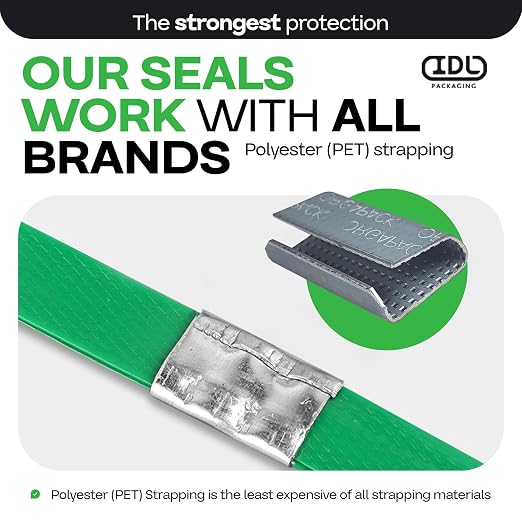 IDL Packaging Orgapack Open Serrated Seals for 5/8" Polyester (PET) Strapping, Pack of 1000 - USA-Made Superior Holding Power Metal Clips for Banding, Packing - Orgapack Patented Serrated Pattern