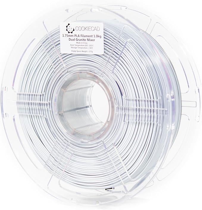 Cookiecad PLA Filament 1.75mm 1kg Dual Color Multicolor 3D Printer Filament - Granite Mixer PLA