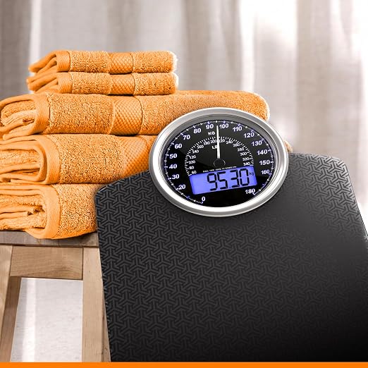 ZENO Hybrid 2-in-1 Analog & Digital Weighing Scale for Body Weight up to 400lbs - Thick Tempered Glass - Extra Large Display - Easy to Read Digital Bathroom Scale - New - Black Nova