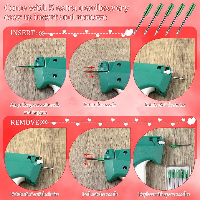 Chumia 3576 Pcs Tagging Guns for Clothes Labels Attacher Stitch Guns for Clothing with 3000 Barbs, 5 Needles and 100 Price Tags, Sewing Kit for Retail Stores, Garage Yard Sales(Red)