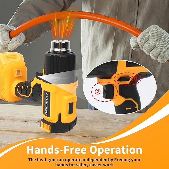 Cordless Heat Gun Compatible with DeWalt 20V Battery(Battery Not Included), 4 pcs Nozzles&Scraper, 4 Speed Airflow Control, Temperature Range 50-540℃, for Shrink Wrapping, DIY Crafts