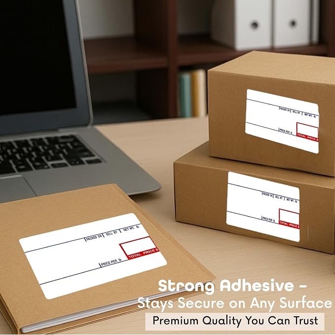 Aquos CAS CL-8010 Printing Scale Label Rolls | Direct Thermal Labels on Thermal Paper | Label Roll with Strong Adhesive | Pre-Cut | Smudge-Free | Made in USA