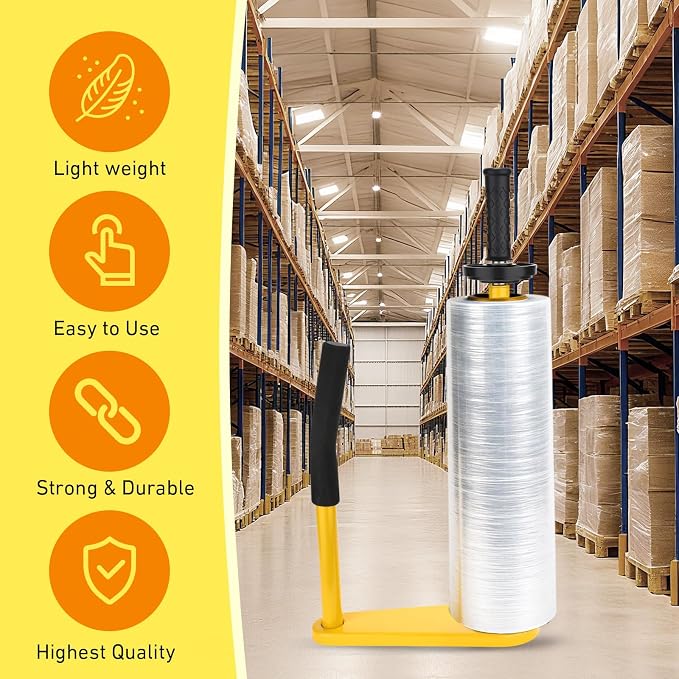 Stretch Film Dispenser Heavy Duty Industrial Stretch Wrap Handle Adjustable 14-20 Inch Pallet Wrap Dispenser Compatible with 2" & 3" Core Rolls Warehouse Packaging Tool for Shipping Moving(3 Pack)
