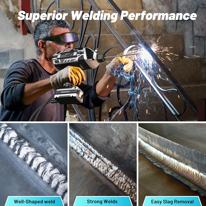Portable Welding Machine 110V with Auto Darkening Goggles, 5 Variable Current Adjustment for 3/32"-1/8" Rods, E6013 3/32" Welding Rod 14'' Low-Carbon Steel Welding Electrode with Easy Arc Start