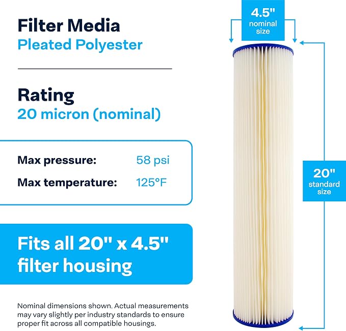 SpiroPure 20x4.5 20 Micron Sediment Water Filter S1-20BB 155305-43 (6 Pack)