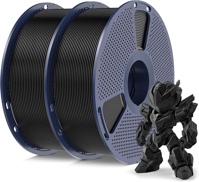 SUNLU High Speed PLA Filament 1.75mm, Meta Black+Black 2KG | ±0.02mm accuracy, tough impact resistant, neat wound no tangles, fits FDM printers, PLA Meta 1.75mm, Black+Black 2x1KG spool