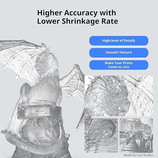 ANYCUBIC ABS-Like Resin 3.0, 3D Printer Resin with Enhanced Strength and Toughness, High Precision and Minimal Shrinkage, Wide Compatibility for All LCD Resin 3D Printers (Clear, 2kg)