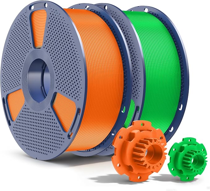 SUNLU PETG Filament 2KG, High Strength PETG 3D Printer Filament 1.75mm, Dimensional Accuracy +/- 0.02mm, 1KG Spool(2.2lbs), 2 Pack, Sunny Orange+Green