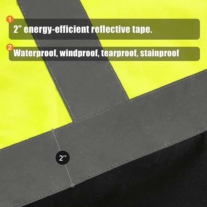 SKSAFETY 3-in-1 High Visibility Winter Bomber Jackets Zip Out Fleece Liner Reflective Safety Coats for men Waterproof ANSI/ISEA Class 3(Lime 5XL)