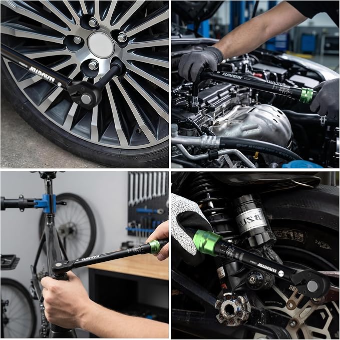 Torque Wrench Set, 1/4 3/8 1/2 Drive 41-Piece Kit with Sockets & Extensions, ±3% Accuracy Dual Scale, CR-V Steel, 72-Tooth Ratchet for Auto, Bike, Moto Repair & Industrial