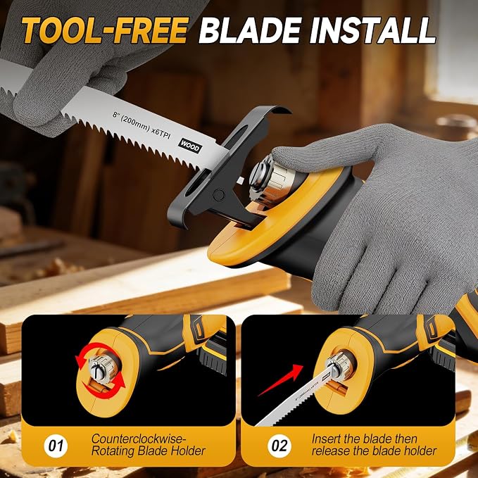 Cordless Reciprocating Saw Compatible with Dewalt 20V Max Battery, Brushless Sawzall Electric Recip Saw with 8 Blades, 0-3500 RPM Speed, for Wood/Metal/PVC Cutting, No Battery