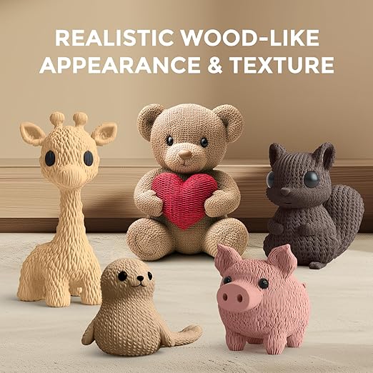 250g Wood PLA Filament 1.75mm Beginner Bundle, SUNLU 3D Printer Filament, Real Wood Fiber PLA, 250g Spool, 4 Rolls, Walnut+Logs+Cherry+Maple