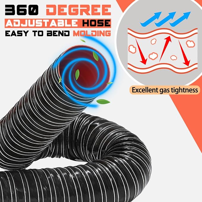 2 in Intake Hose Automotive Air Duct Hose Length 3 Meter (10 Feet) Double-layer Silicone Flexible Brake Cooling Ducting Induction vacuum hose for Air System (Black)