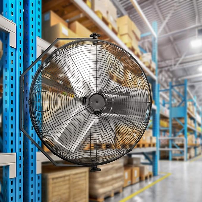Simple Deluxe 24 Inch Industrial Wall Mount Fan, 3 Speed Commercial Ventilation Metal Fan for Warehouse, Greenhouse, Workshop, Patio, Factory and Basement - High Velocity, black
