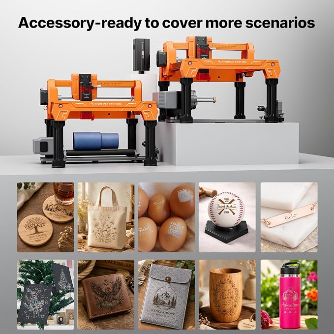 ATOMSTACK Swift 3.5W Laser Engraver Mini, Laser Engraving Machine for Wood Leather Acrylic, Desktop Laser Cutter, Fully Assembled, WiFi & USB, AI Software, 135×145mm Work Area, Orange, 3500mW | More stable during prolonged operation, Larger working area