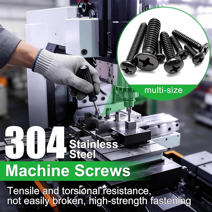 Twidec/1281PCS Nuts and Bolts Assortment Kit,Machine Screws,Black 304 Stainless Steel Phillips Pan Head and Flat Head Screws #4-40#6-32#8-32#10-24#1/4-20 with Nuts, Bolts,Washers in the Storage Case