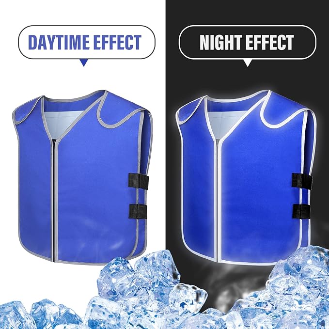 Hercicy 4 Pcs Summer Cooling Vest for Teens, Men and Women with 80 Pcs Ice Packs Adjustable Cooling Jacket Ice Cool Reflective Vest for Hot Weather Cycling Working Running Fishing Gardening
