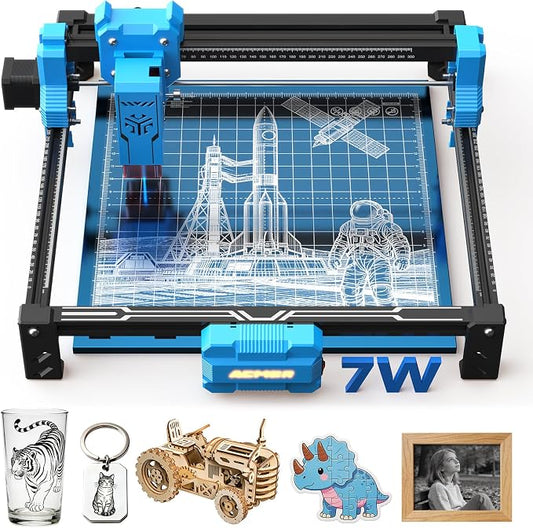 ACMER Laser Engraver Machine, 7000mW Laser Cutter, 0.01mm Precision, 300×300mm Engraving Area, 10000mm/min Speed, for Wood, Metal, Acrylic, Leather, DIY & Education