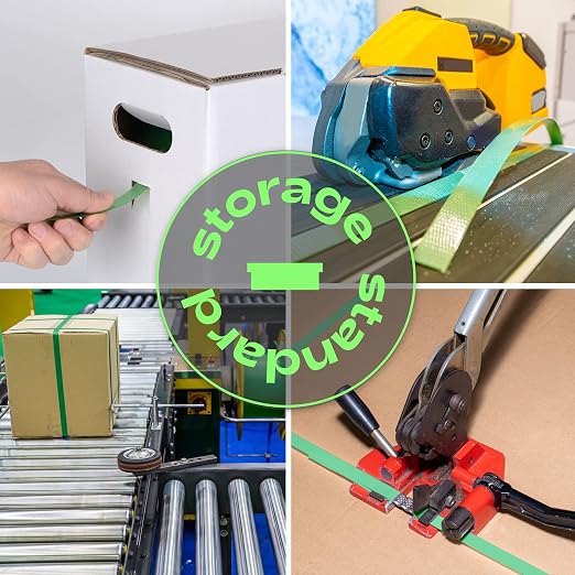 Heavy Duty Packaging Strapping Banding Roll - Green Polyester PET Industrial-Grade, 1000' x 5/8" x 0.035" Pallet Strap Coil - 1400 lbs Break Strength, Rust-Resistant with Self Dispensing Box Kit