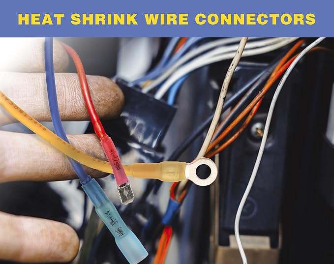 haisstronica Crimping Tool for Heat Shrink Connectors HS-8327 with 280PCS Marine Grade Heat Shrink Wire Connectors,Tinned Red Copper AWG 22-10 Electrical Ring Fork Spade Splice(3Colors/21Size)