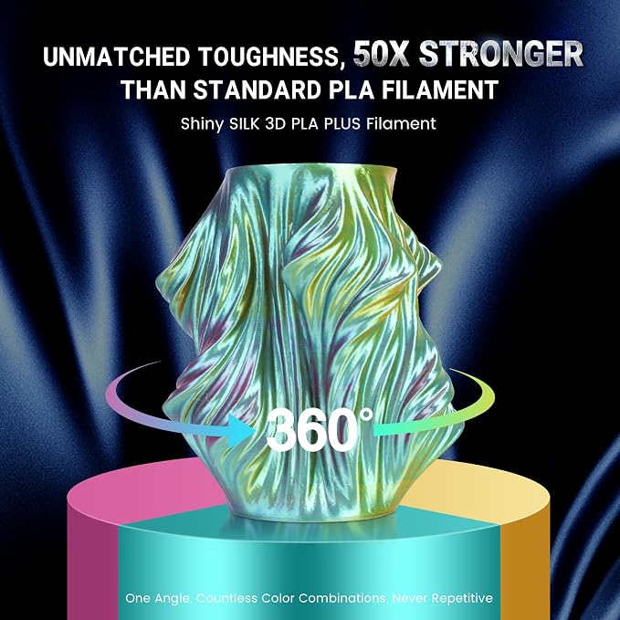 SUNLU Silk Dual Color Pla Filament, Silk PLA 3D Printer Filament 1.75mm, Shiny Silk Texture, Dimensional Accuracy +/- 0.02mm, 1KG Spool (2.2 lbs), PLA Silk Dual Color (Green Purple)