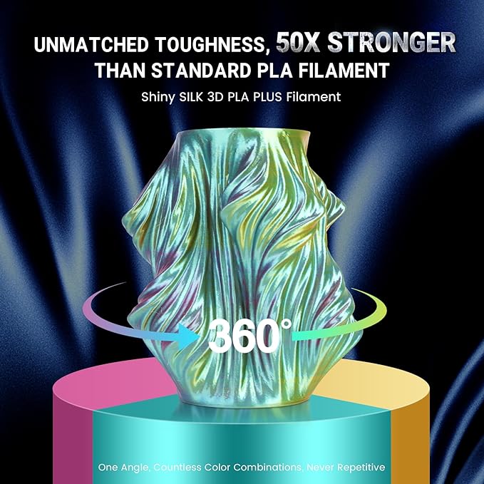 SUNLU Silk Triple Color Pla Filament, Silk PLA 3D Printer Filament 1.75mm, Shiny Silk Texture, Dimensional Accuracy +/- 0.02mm, 1KG Spool (2.2 lbs), PLA Silk Triple Color (Blue Green Purple)
