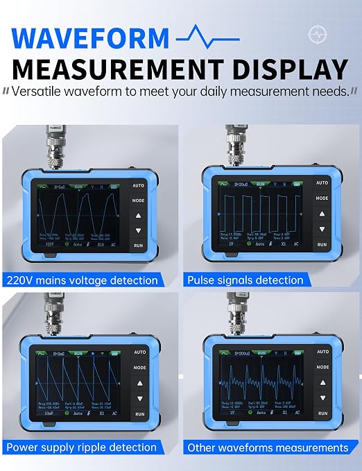FNIRSI DSO-510 Handheld Oscilloscope/DDS Signal Generator 2 in 1, Digital Portable Automotive Oscilloscope 2.8 inch TFT, 10MHz Bandwidth, 48MS/s Sampling Rate, Trigger Function Auto/Nomal/Single