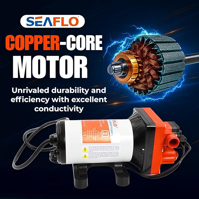 SEAFLO 42 Series 110V AC Water Pressure Pump, 115V AC, 4.0 GPM, 55 PSI, Self-Priming, On Demand, NSF UL CSA for RV/Marine/Industrial Water Systems – CE & RoHS Certified, UL Listed, 4-Year Warranty