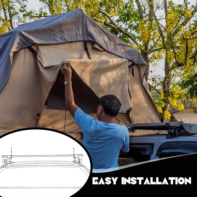 Zonon 28 Pcs Rooftop Tent Mounting Hardware Set Including 4 5.3" x 1" Flat Mending Plates 8 Screws 8 Nuts and 8 Aluminum Blocks(Black)