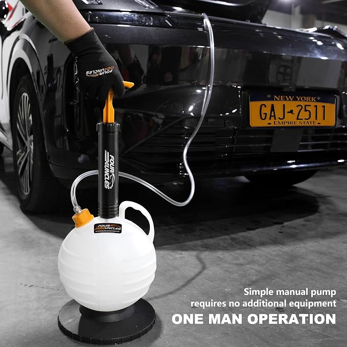 FOUR UNCLES Oil Extractor Pump - Fluid Extractor with 59" Main Hose, Three 41" Extension Tubes for Oil Change, a Hose for Brake Bleeding