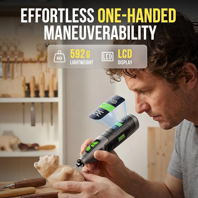 12V Power Rotary Tools, 8000~32000RPM, 2.5Ah Cordless Rotary Tool Kit with LCD Display, 40pcs Accessories, Variable Speed for Grinding, Cutting, Wood Carving, Sanding, Engraving, DIY, Woodworking