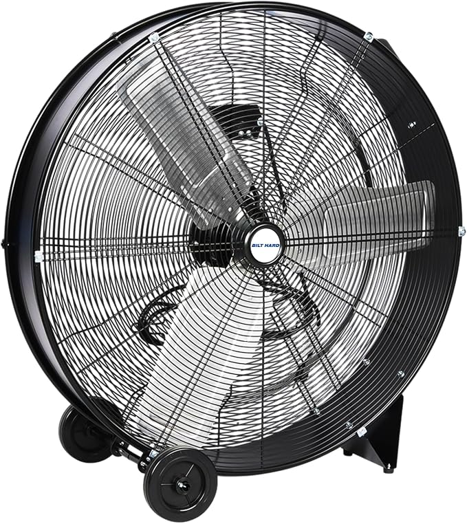 BILT HARD 13000 CFM 30" High Velocity Drum Fan, 2-Speed Heavy Duty Industrial Shop Fan for Garage, Warehouse, Workshop, Commercial, Factory and Basement, UL Listed, Yellow