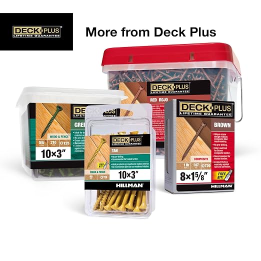 Deck Plus 2 Inch Epoxy Coated Exterior Wood and Fence Screws #8 x 2 Torx/Star Drive Included Coarse Thread, Outdoor Rust Resistant Decking Screw, Red, 5lb Box, 735 Pieces | 48428
