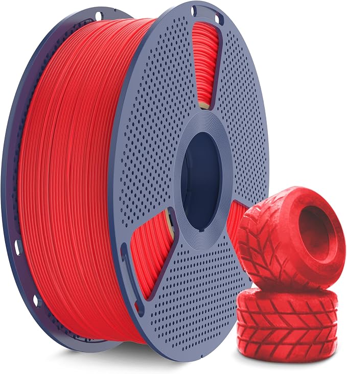 SUNLU TPU 3D Printer Filament 1.75mm, High Speed 95A TPU Filament, Flexible 3D Filament for Fast Printing, Dimensional Accuracy +/- 0.03mm, (1kg Red,95a TPU)