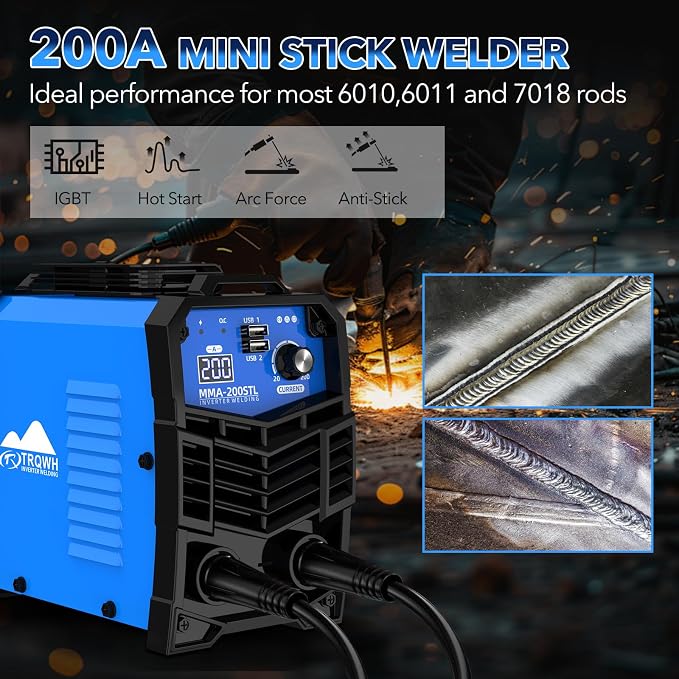 TRQWH 200A MMA Welding Machine 110V & Welding Backpack for Men