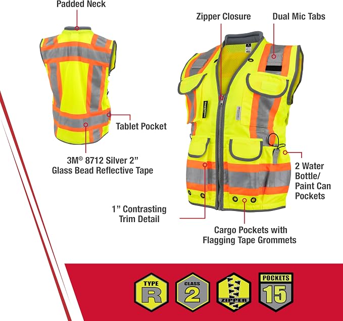 Radians womens Radians Womens Standard Hi-vis Class 2 Heavy Woven Two Tone Engineer Vest