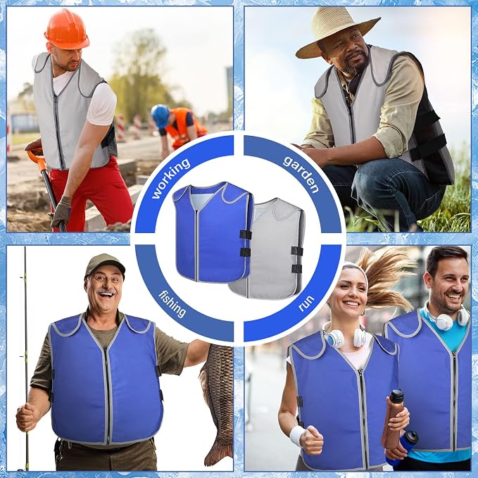 Hercicy 4 Pcs Summer Cooling Vest for Teens, Men and Women with 80 Pcs Ice Packs Adjustable Cooling Jacket Ice Cool Reflective Vest for Hot Weather Cycling Working Running Fishing Gardening
