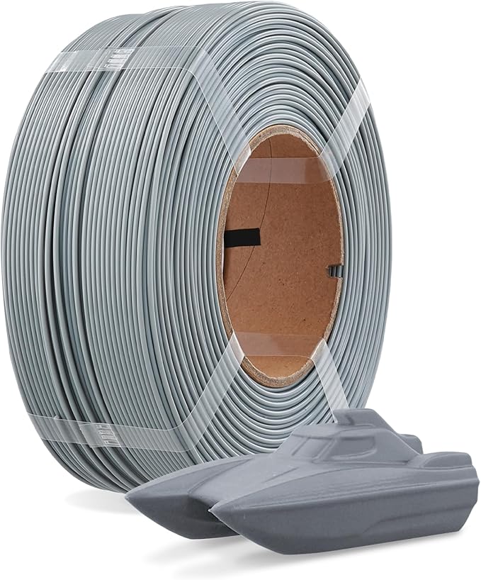 OVERTURE Refill PETG 1.75mm Spoolless 3D Printer Filament, 1kg (2.2lb) Refilament for Bambu Lab Reusable Spool, Accuracy +/- 0.02 mm, Fit Most FDM 3D Printers(Light Gray)