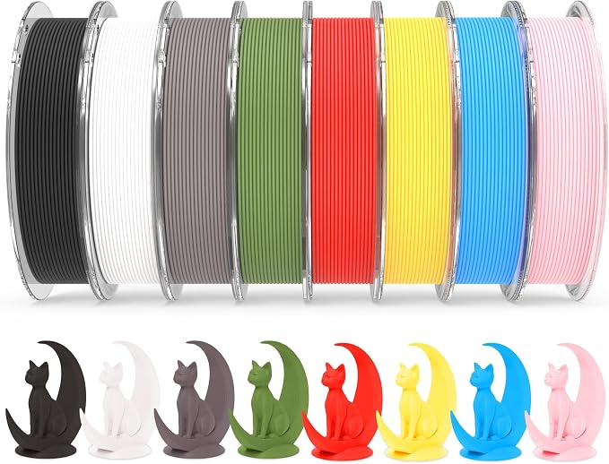 RAMBERY Matte PLA Filament Bundle 1.75mm, 8 Colors 3D Printer Filaments Dimensional Accuracy +/- 0.02mm, 8 Pack Multicolors Fit Most FDM Printers, 200gX8 Spools