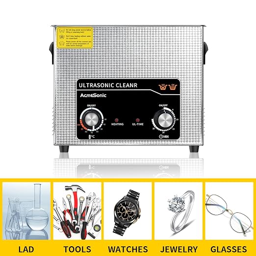 Commercial Ultrasound Cleaning Machine with Knob, 3L Professional Ultrasonic Cleaner, 40kHz with Heater and Timer for Tools, Jewelry, Watches, Glasses, Dentures, and Small Metal Parts