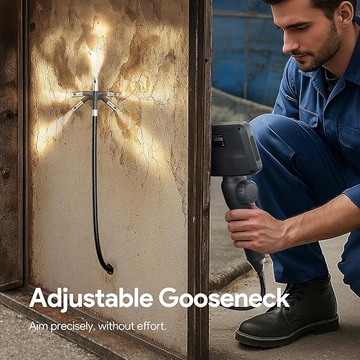 DEPSTECH Articulating Borescope Camera with Light: Dual Lens Industrial Endoscope with 4.5" Screen & 5FT Snake Cable, Video Inspection Scope Camera Automotive Tool for Wall, Pipe, Mechanic