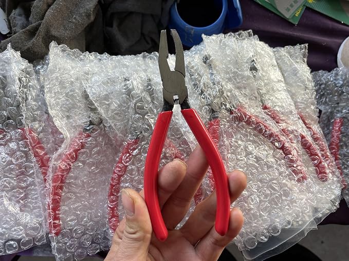 Stained Glass Breaker Grozer Pliers, Professional Glass Cutting Tool, Red Handle for Stained Glass, Tiles, Mosaic, Mirrors,Bottle, Fusing, Breaking 6-inch