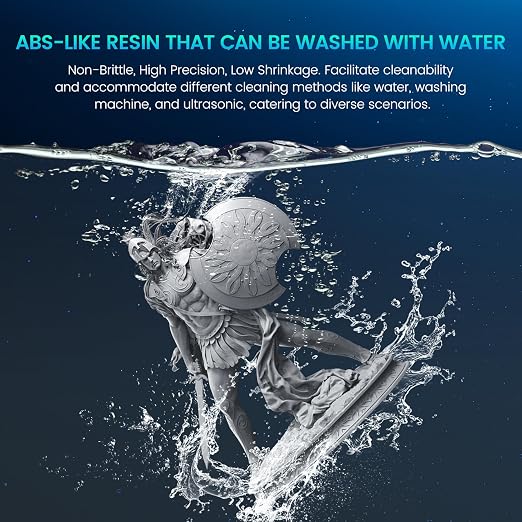 SUNLU 2000g Water-Wash ABS Resin, Combines features of ABSLIKE Resin & Water Washable Resin, Non Brittle, High Precision, Low Shrinkage, Fast Curing 3D Resin for LCD DLP SLA 3D Printers, 2KG Grey